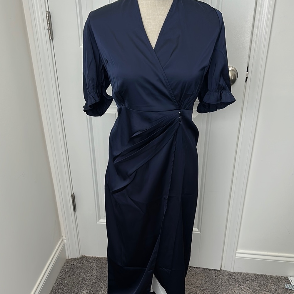 Elegant Navy Wrap Dress